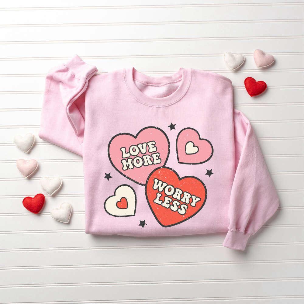 Valentines Sweatshirt, Retro Valentines Day Sweatshirt, Cute Hearts Sweatshirt, Womens Valentines Sweatshirt