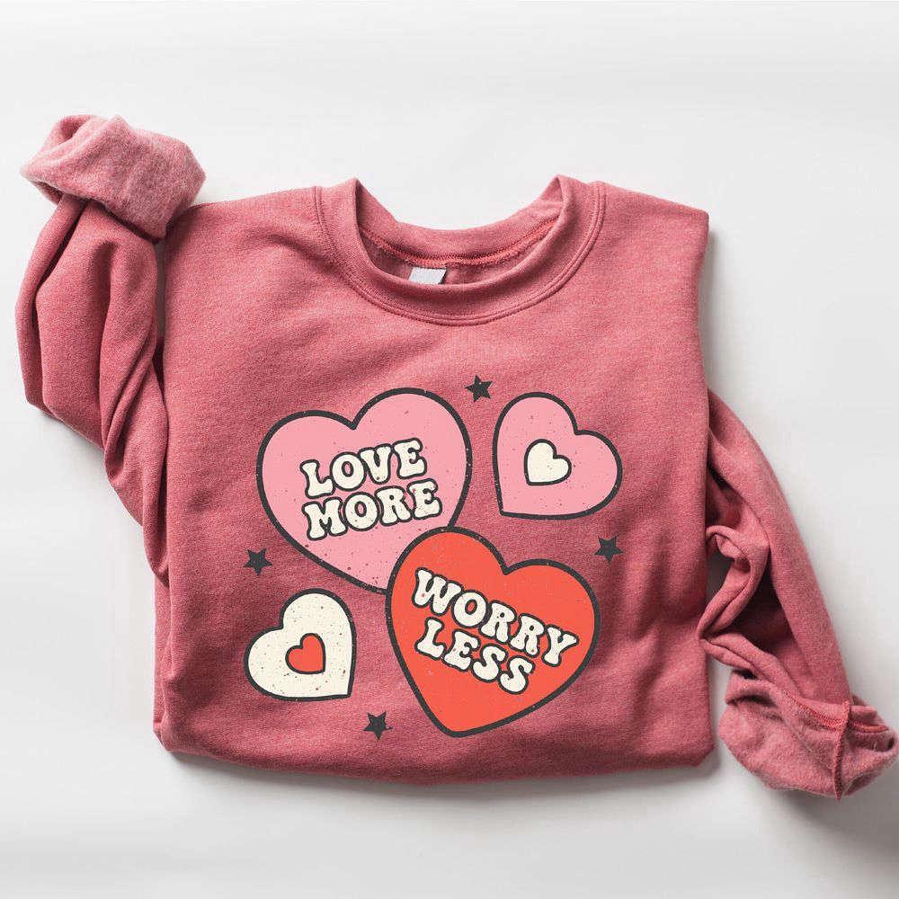 Valentines Sweatshirt, Retro Valentines Day Sweatshirt, Cute Hearts Sweatshirt, Womens Valentines Sweatshirt
