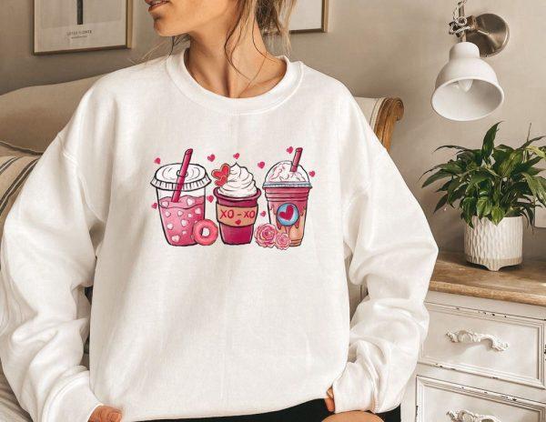 Valentines Sweatshirt, Valentine Coffee Heart Sweatshirt, Women Valentine Shirt, Womens Valentines Sweatshirt