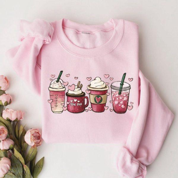 Valentines Sweatshirt, Valentine Coffee Heart Sweatshirt, Womens Valentines Day Sweatshirt, Womens Valentines Sweatshirt