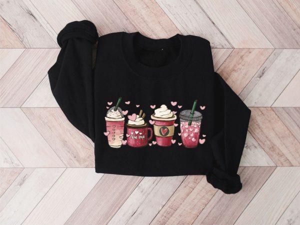 Valentines Sweatshirt, Valentine Coffee Heart Sweatshirt, Womens Valentines Day Sweatshirt, Womens Valentines Sweatshirt