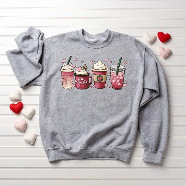 Valentines Sweatshirt, Valentine Coffee Heart Sweatshirt, Womens Valentines Day Sweatshirt, Womens Valentines Sweatshirt