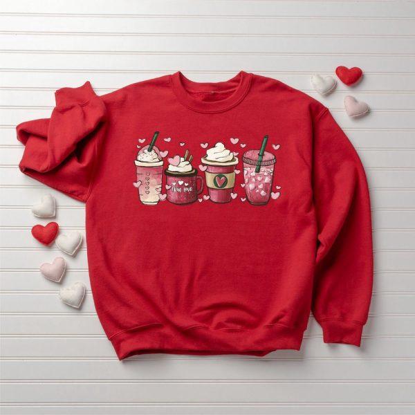 Valentines Sweatshirt, Valentine Coffee Heart Sweatshirt, Womens Valentines Day Sweatshirt, Womens Valentines Sweatshirt