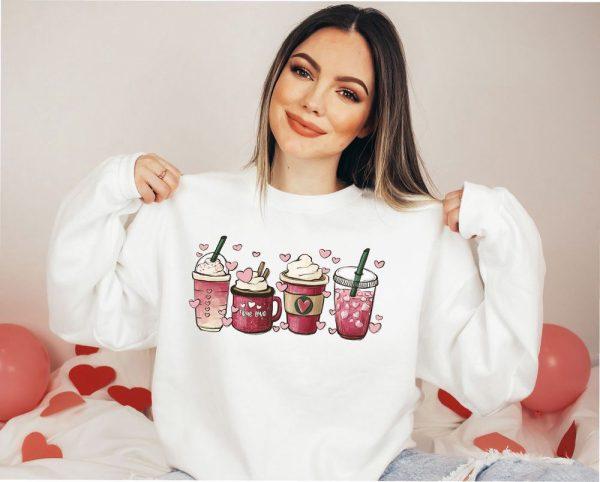 Valentines Sweatshirt, Valentine Coffee Heart Sweatshirt, Womens Valentines Day Sweatshirt, Womens Valentines Sweatshirt