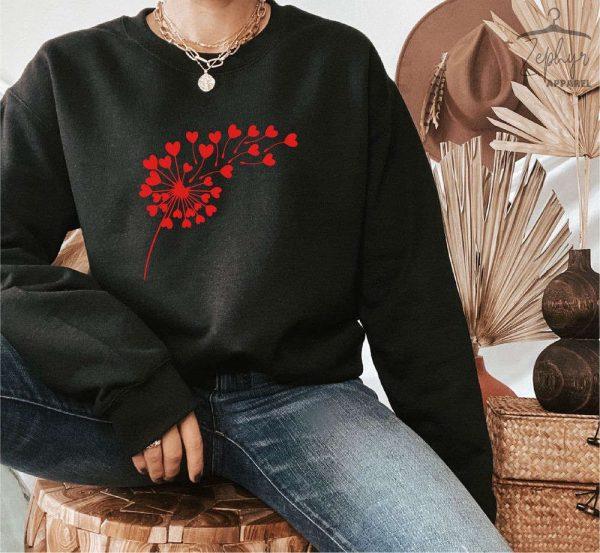 Valentines Sweatshirt, Valentine Day Sweatshirt, Flower Valentine Sweatshirt, Dandelion Sweatshirt, Womens Valentines Sweatshirt