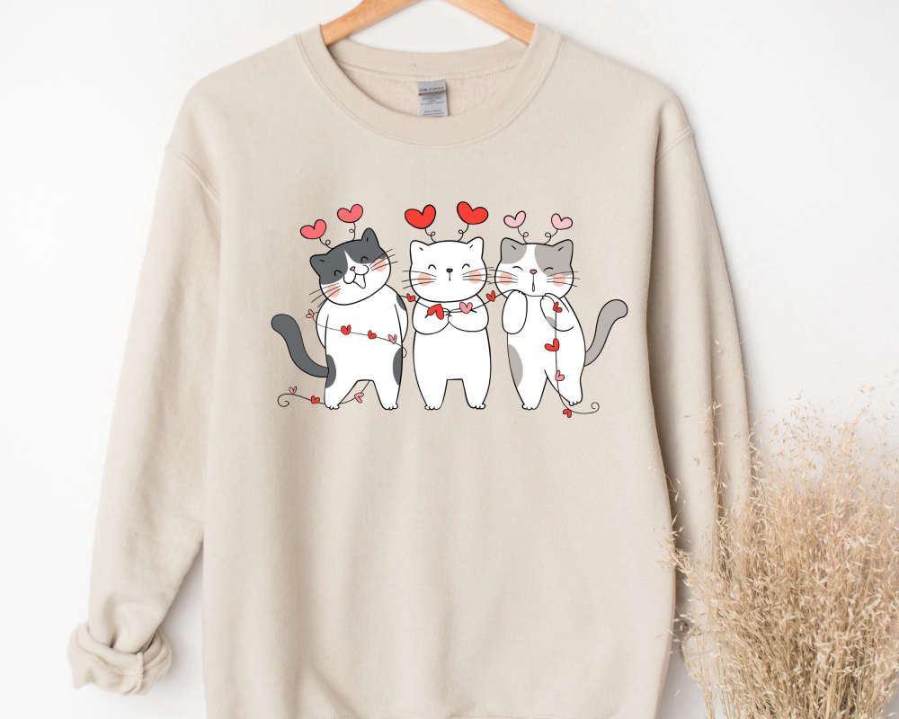 Valentines Sweatshirt, Valentines Day Sweatshirt, Cat Lover Sweater, Valentines Day Shirts, Womens Valentines Sweatshirt
