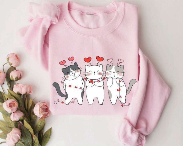 Valentines Sweatshirt, Valentines Day Sweatshirt, Cat Lover Sweater, Valentines Day Shirts, Womens Valentines Sweatshirt