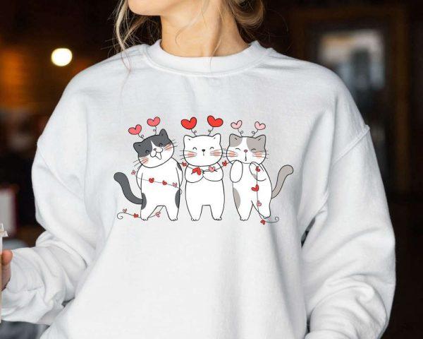 Valentines Sweatshirt, Valentines Day Sweatshirt, Cat Lover Sweater, Valentines Day Shirts, Womens Valentines Sweatshirt