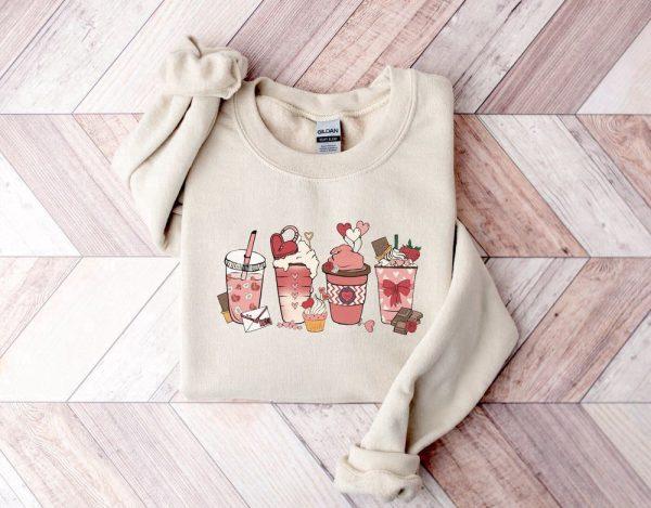 Valentines Sweatshirt, Valentines Day Sweatshirt, Valentine Coffee Sweatshirt, Womens Valentines Sweatshirt