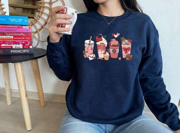 Valentines Sweatshirt, Valentines Day Sweatshirt, Valentine Coffee Sweatshirt, Womens Valentines Sweatshirt