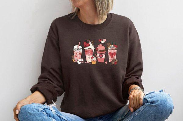 Valentines Sweatshirt, Valentines Day Sweatshirt, Valentine Coffee Sweatshirt, Womens Valentines Sweatshirt