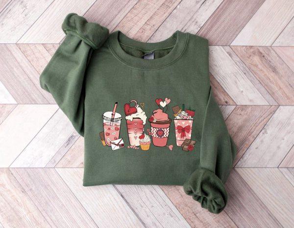 Valentines Sweatshirt, Valentines Day Sweatshirt, Valentine Coffee Sweatshirt, Womens Valentines Sweatshirt