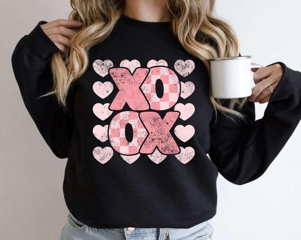 Valentines Sweatshirt, Valentines Day Sweatshirt, Xoxo Sweater, Retro Xoxo Sweatshirt, Womens Valentines Sweatshirt