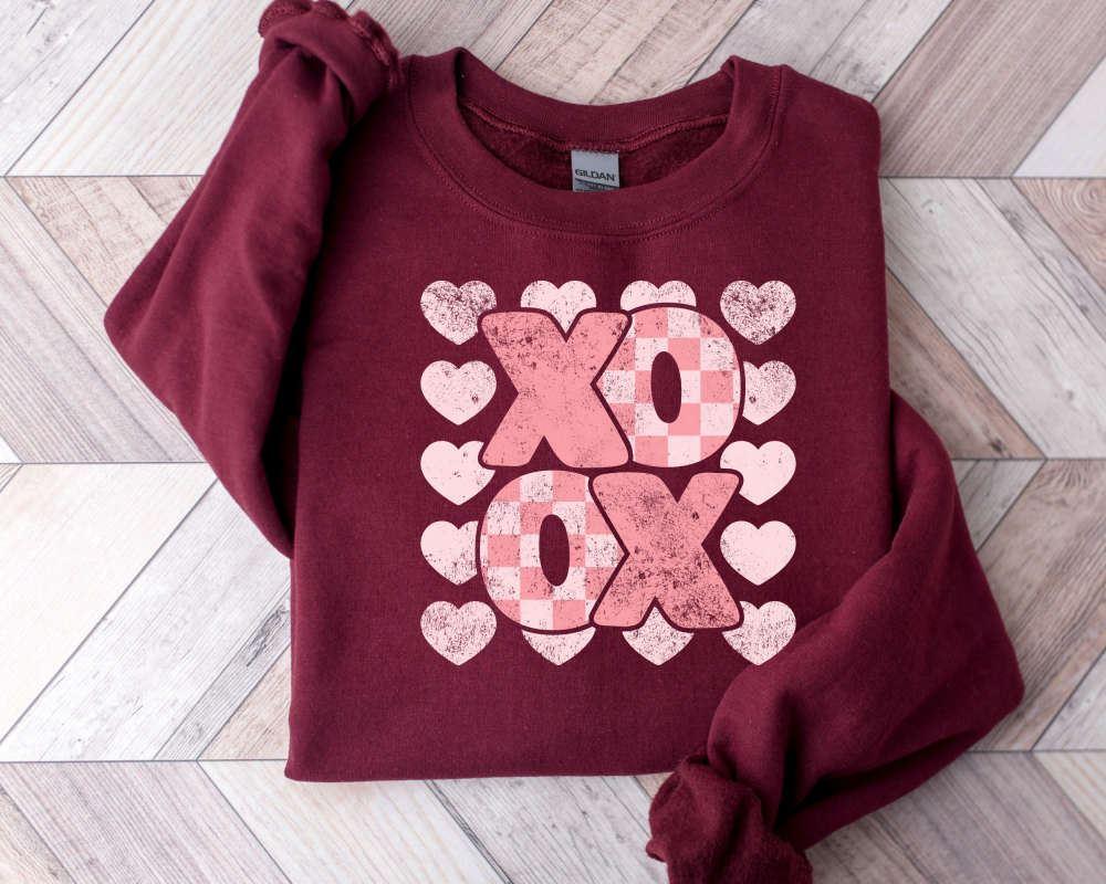 Valentines Sweatshirt, Valentines Day Sweatshirt, Xoxo Sweater, Retro Xoxo Sweatshirt, Womens Valentines Sweatshirt