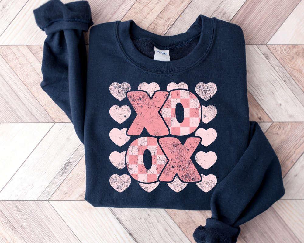 Valentines Sweatshirt, Valentines Day Sweatshirt, Xoxo Sweater, Retro Xoxo Sweatshirt, Womens Valentines Sweatshirt