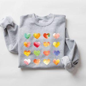 Valentines Sweatshirt, Womens Graphic Hearts Sweatshirt, Love…