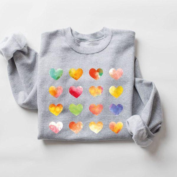 Valentines Sweatshirt, Womens Graphic Hearts Sweatshirt, Love Valentine Sweatshirt, Womens Valentines Sweatshirt