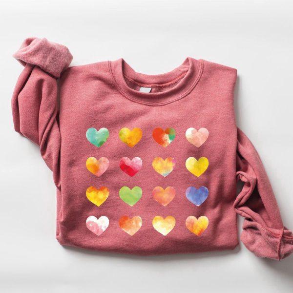 Valentines Sweatshirt, Womens Graphic Hearts Sweatshirt, Love Valentine Sweatshirt, Womens Valentines Sweatshirt