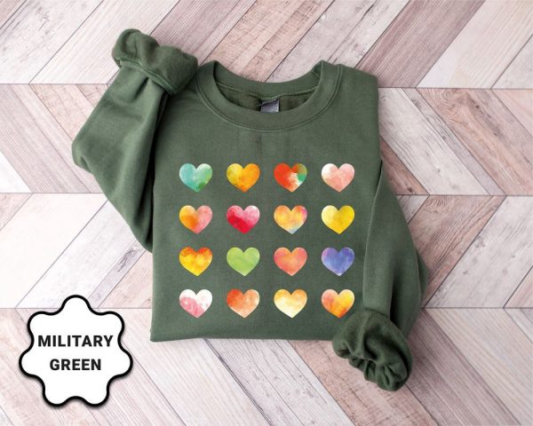 Valentines Sweatshirt, Womens Graphic Hearts Sweatshirt, Love Valentine Sweatshirt, Womens Valentines Sweatshirt