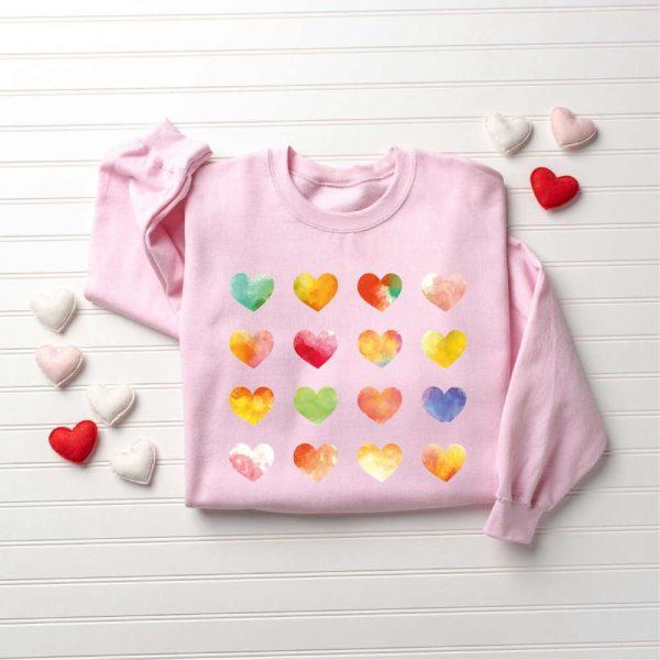 Valentines Sweatshirt, Womens Graphic Hearts Sweatshirt, Love Valentine Sweatshirt, Womens Valentines Sweatshirt