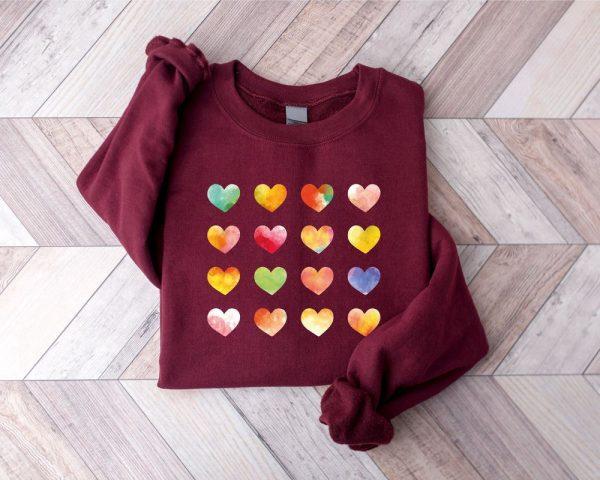 Valentines Sweatshirt, Womens Graphic Hearts Sweatshirt, Love Valentine Sweatshirt, Womens Valentines Sweatshirt