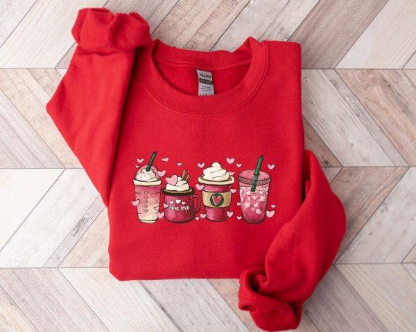 Valentines Sweatshirt, Womens Valentines Day Shirt, Valentine Coffee Sweatshirt, Womens Valentines Sweatshirt