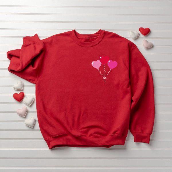 Valentines Sweatshirt, Womens Valentines Day Sweatshirt, Heart Balloons Sweatshirt, Womens Valentines Sweatshirt