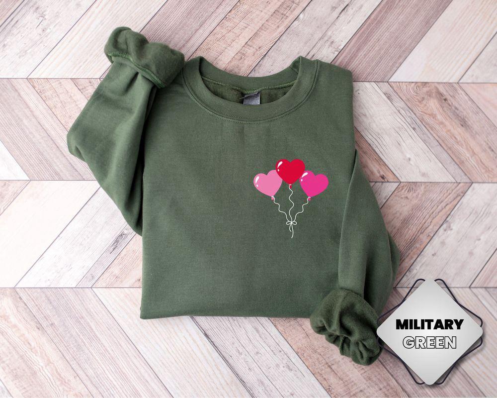 Valentines Sweatshirt, Womens Valentines Day Sweatshirt, Heart Balloons Sweatshirt, Womens Valentines Sweatshirt