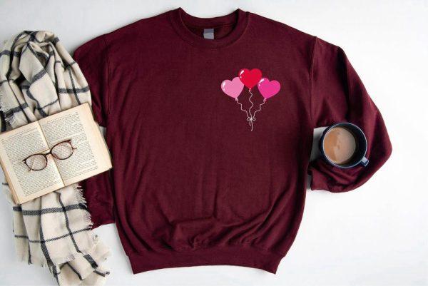 Valentines Sweatshirt, Womens Valentines Day Sweatshirt, Heart Balloons Sweatshirt, Womens Valentines Sweatshirt