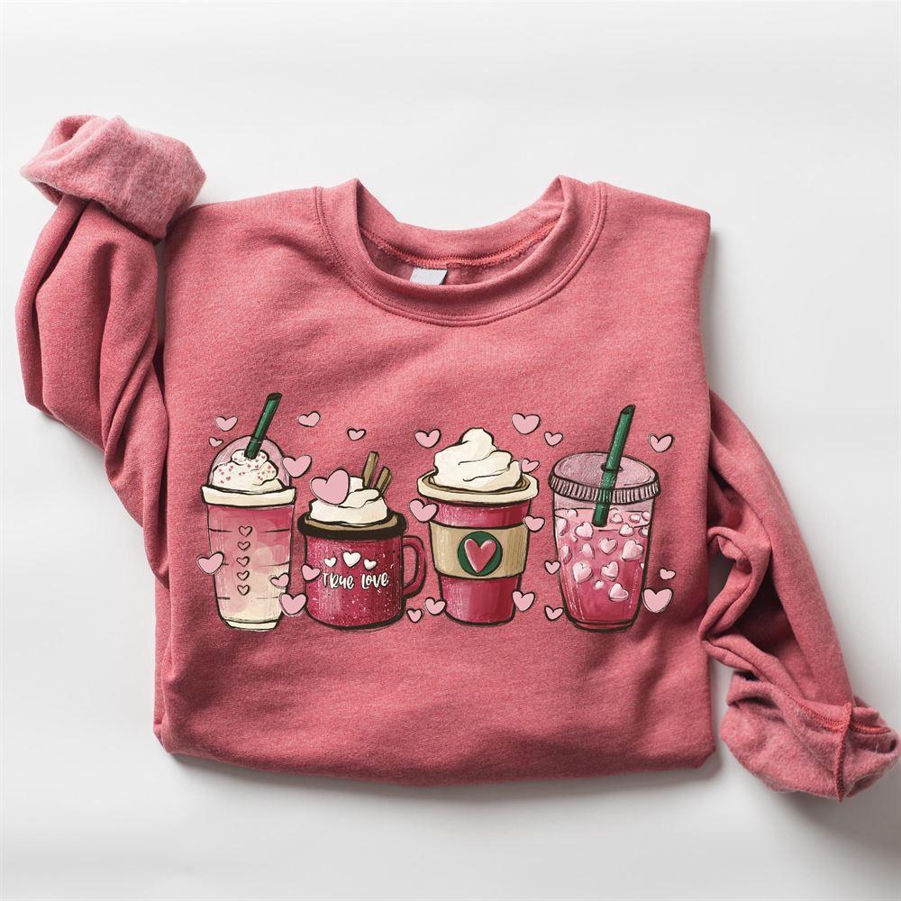 Valentines Sweatshirt, Womens Valentines Day Sweatshirt, Valentine Coffee Sweatshirt, Womens Valentines Sweatshirt