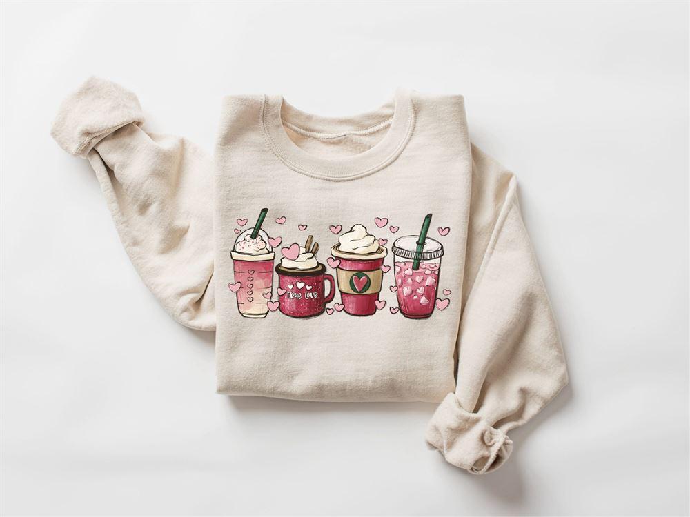 Valentines Sweatshirt, Womens Valentines Day Sweatshirt, Valentine Coffee Sweatshirt, Womens Valentines Sweatshirt