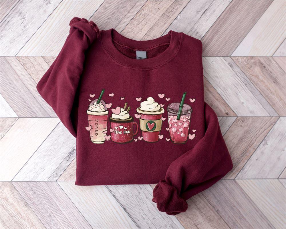 Valentines Sweatshirt, Womens Valentines Day Sweatshirt, Valentine Coffee Sweatshirt, Womens Valentines Sweatshirt