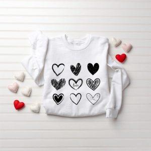 Valentines Sweatshirt, Womens Valentines Hearts Sweatshirt, Teacher…