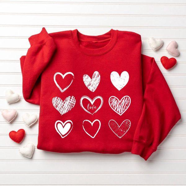 Valentines Sweatshirt, Womens Valentines Hearts Sweatshirt, Teacher Valentine Sweatshirt, Womens Valentines Sweatshirt