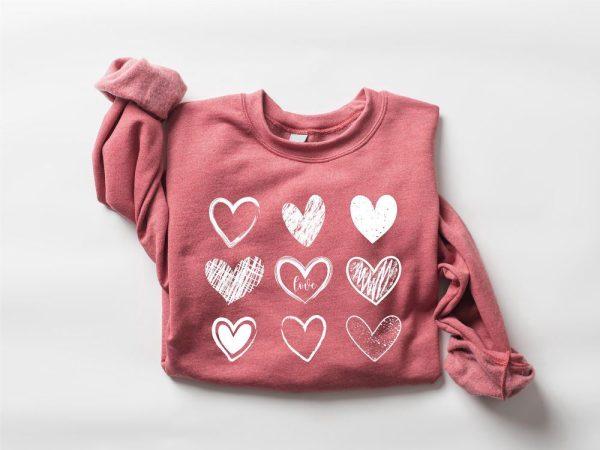Valentines Sweatshirt, Womens Valentines Hearts Sweatshirt, Teacher Valentine Sweatshirt, Womens Valentines Sweatshirt