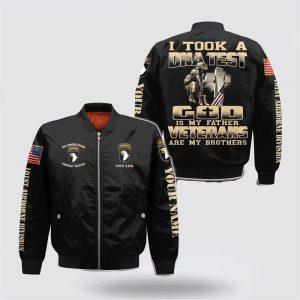 Veteran Bomber Jacket, Custom Name 101st Airborne Division Veteran Military Is My Father Bomber Jacket, Military Bomber Jacket