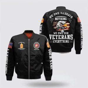 Veteran Bomber Jacket, Personalized Name US Marine…