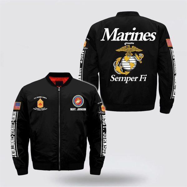 Veteran Bomber Jacket, Personalized Name US Marines Military SemperFi Bomber Jacket