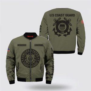 Veteran Bomber Jacket, Personalized Name Us Coast Guard Military Bomber Jacket Men Ranks