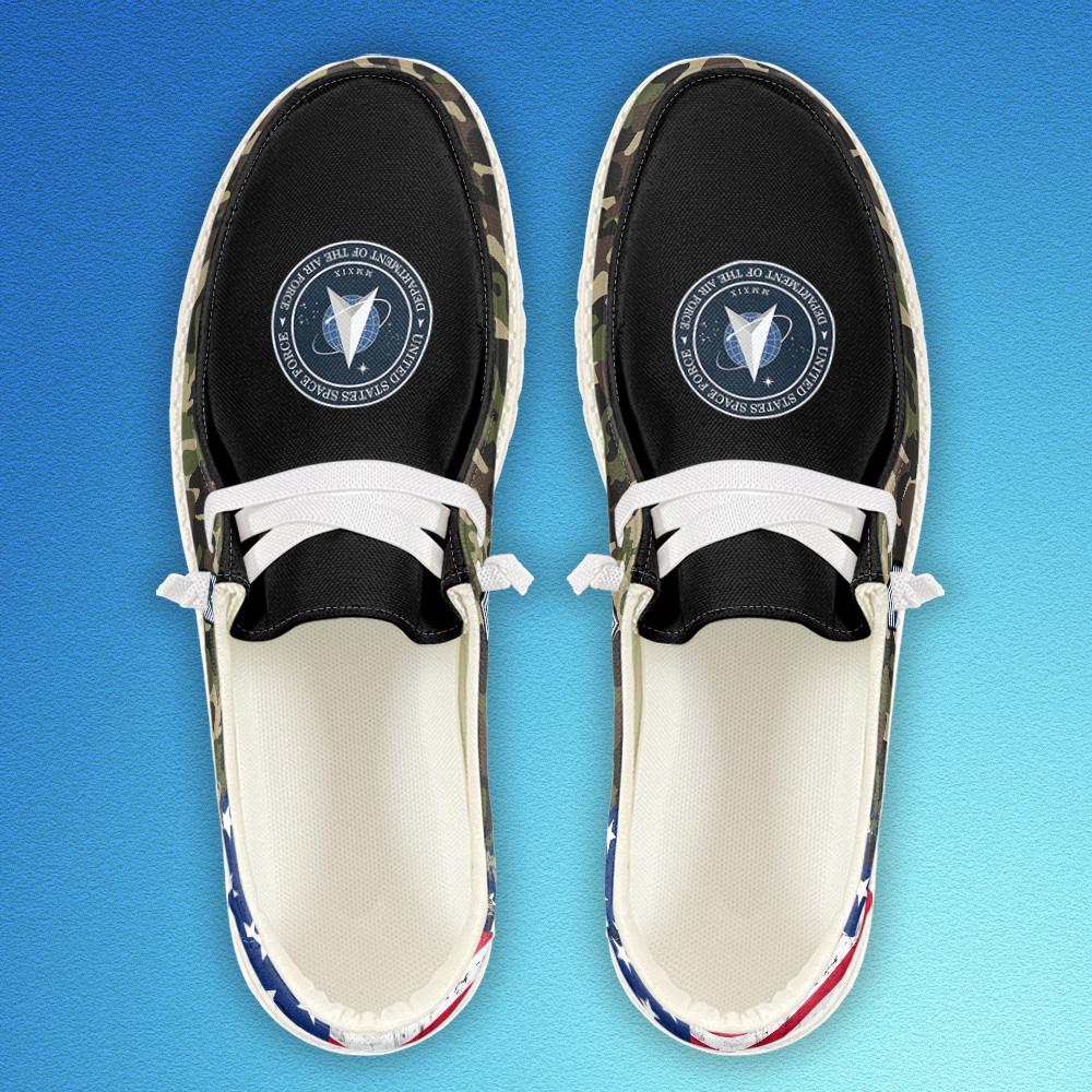 Veteran Canvas Loafer Shoes, Personalized US Space Force H-D Shoes With Your Name And Rank, US Space Force Shoes, Canvas Loafer Shoes