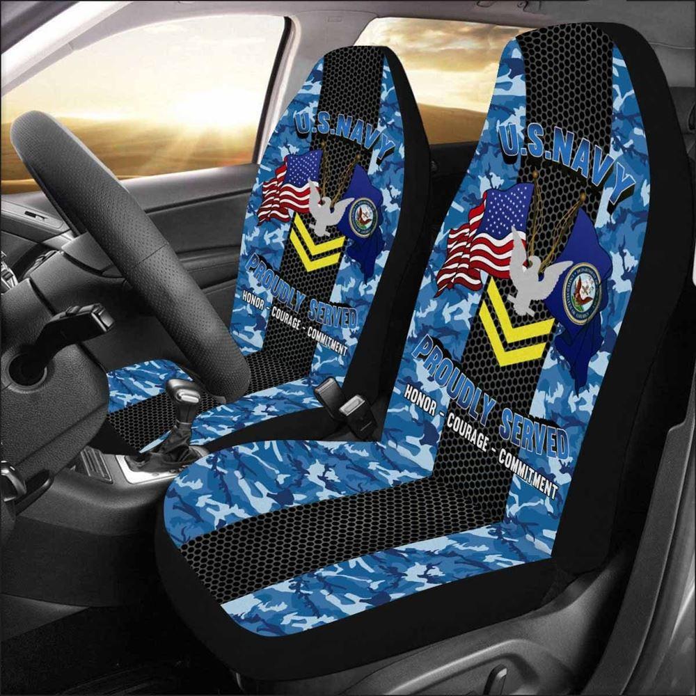Veteran Car Seat Covers, Us Navy E-5 Petty Officer Second Class E5 Po2 Gold Stripe Collar Device Car Seat Covers, Car Seat Covers Designs