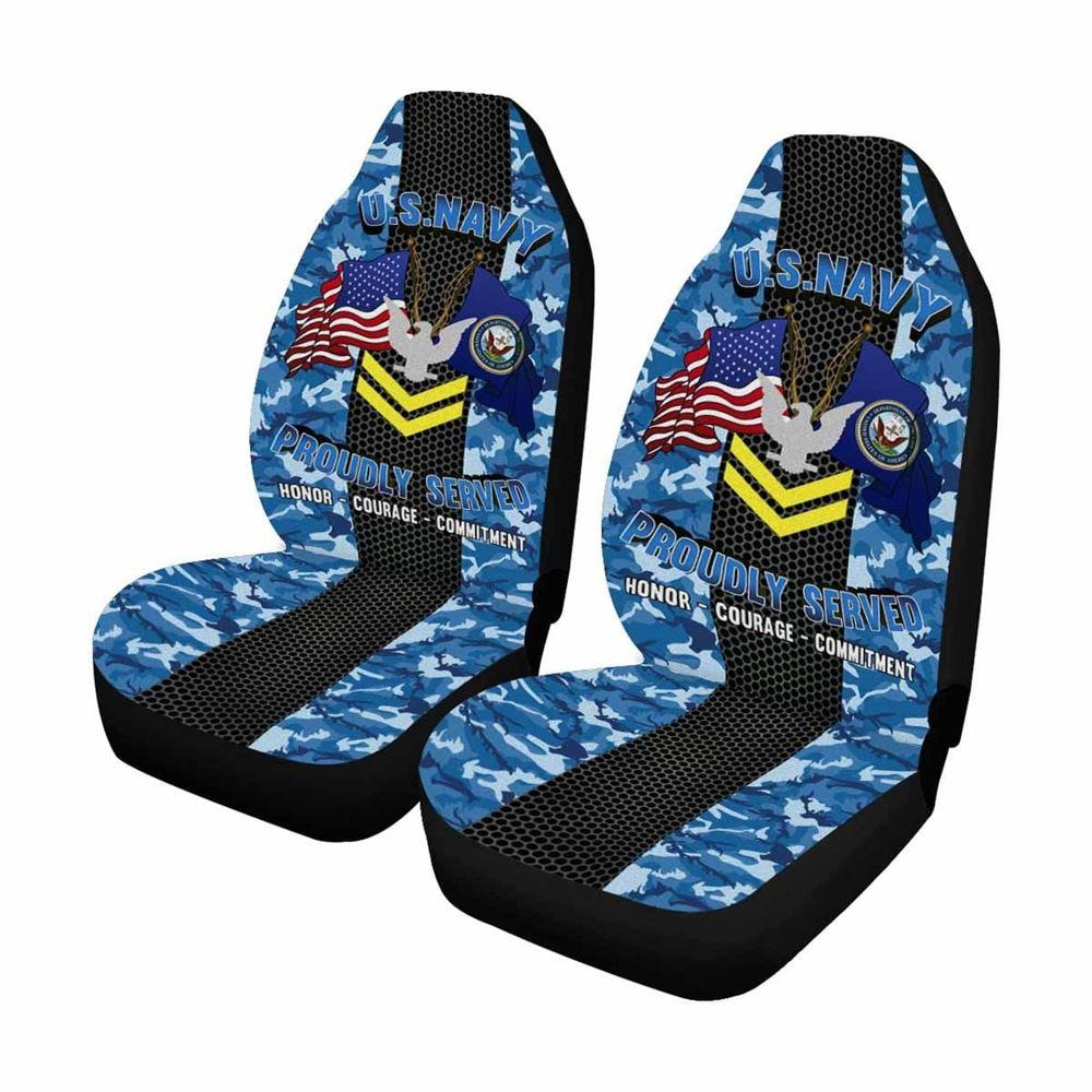 Veteran Car Seat Covers, Us Navy E-5 Petty Officer Second Class E5 Po2 Gold Stripe Collar Device Car Seat Covers, Car Seat Covers Designs