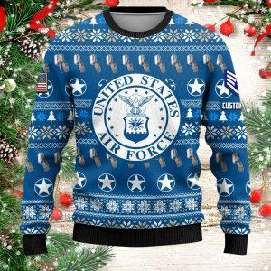 Veterans Sweater Custom US Air Force Veteran Christmas Sweater With Your Military Rank Military Sweater Military Sweater Men s 2 rroirj.jpg