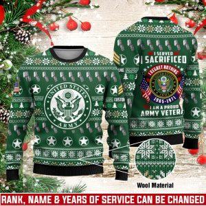 Veterans Sweater, Custom US Army Veteran Christmas…