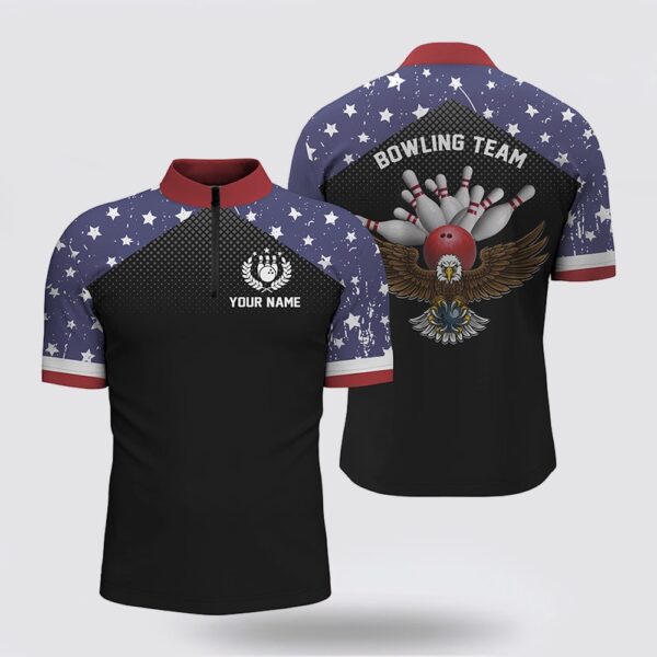Bowling Jersey, American Flag Patriot Men Bowling Bowling Jersey Shirts Custom Team Name Bowling Team Shirts Jersey