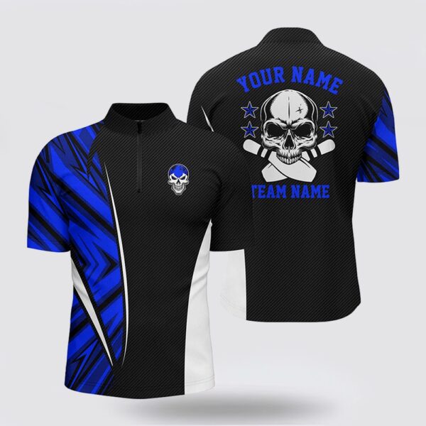 Bowling Jersey, Black And Blue Camo Custom Camo Bowling Bowling Jersey Shirts For Men, Team Skull Bowling Jerseys