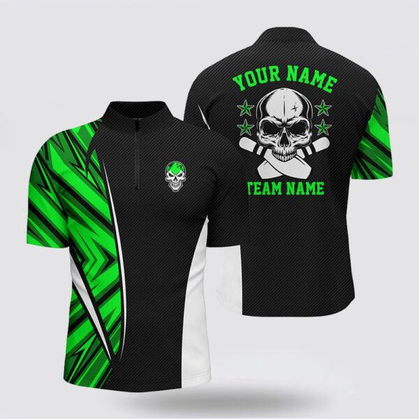 Bowling Jersey, Black And Green Camo Custom Camo Bowling Bowling Jersey Shirts For Men, Team Skull Bowling Jerseys