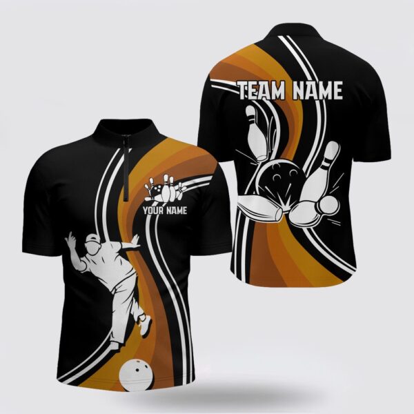 Bowling Jersey, Black And Orange Bowling Jersey Men Personalized Bowling Bowling Jersey Shirt Bowling Team League Shirt