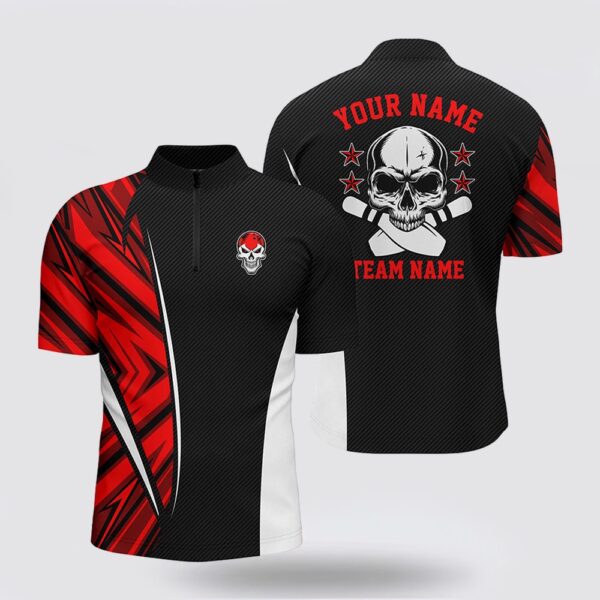 Bowling Jersey, Black And Red Camo Custom Camo Bowling Bowling Jersey Shirts For Men, Team Skull Bowling Jerseys