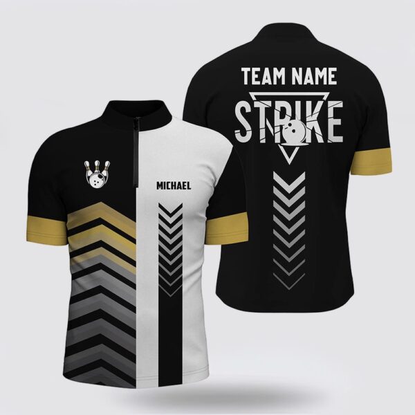 Bowling Jersey, Black And White Men Bowling Jersey Shirts Custom Retro Bowling Ball Pins Team League Jerseys Yellow